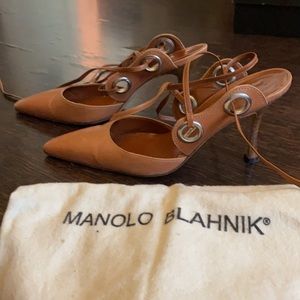 Manolo Blahnik leather laced heels size 37.5